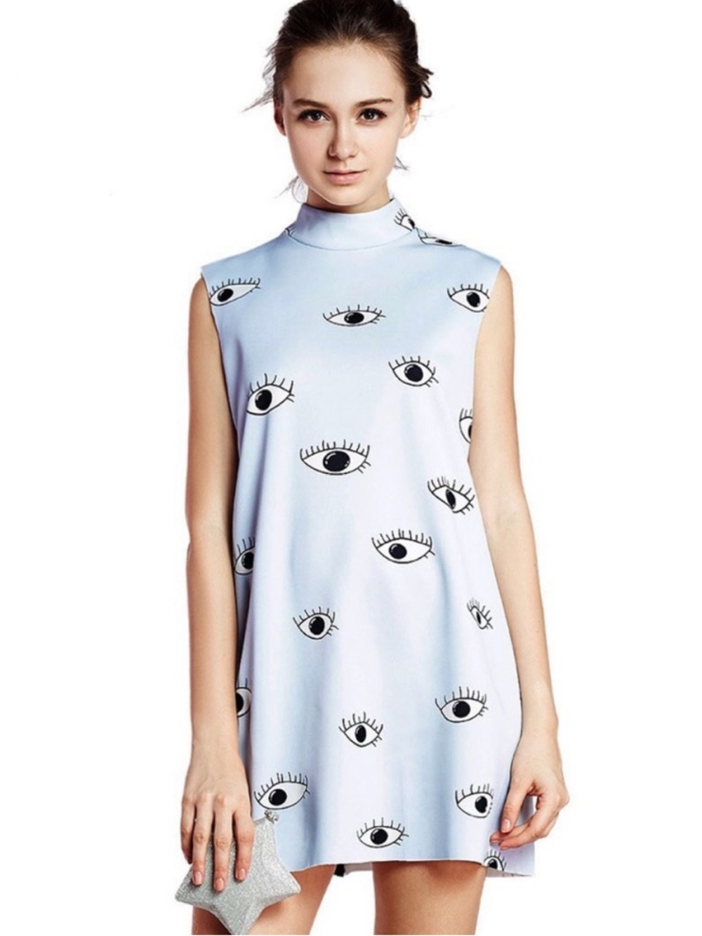 Choles eyeball dress size L, silver, 20” PTP, 33” L